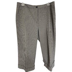 Chico's Wide Leg Cropped Cuffed White Plaid Checkered Pants Size 3 or 16/18 XL